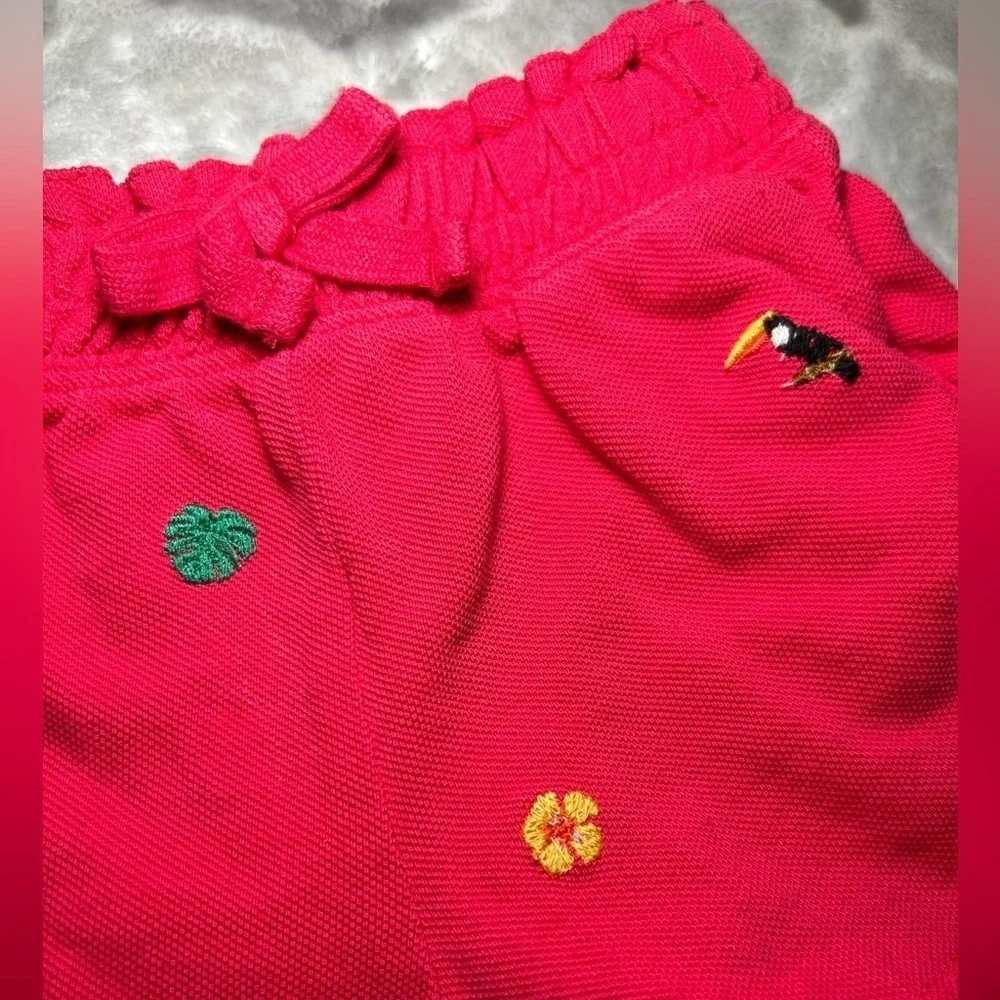 Ralph Lauren Baby Girl Tropical-Embroidery Mesh Short- Vibrant Pink/ Size 6M